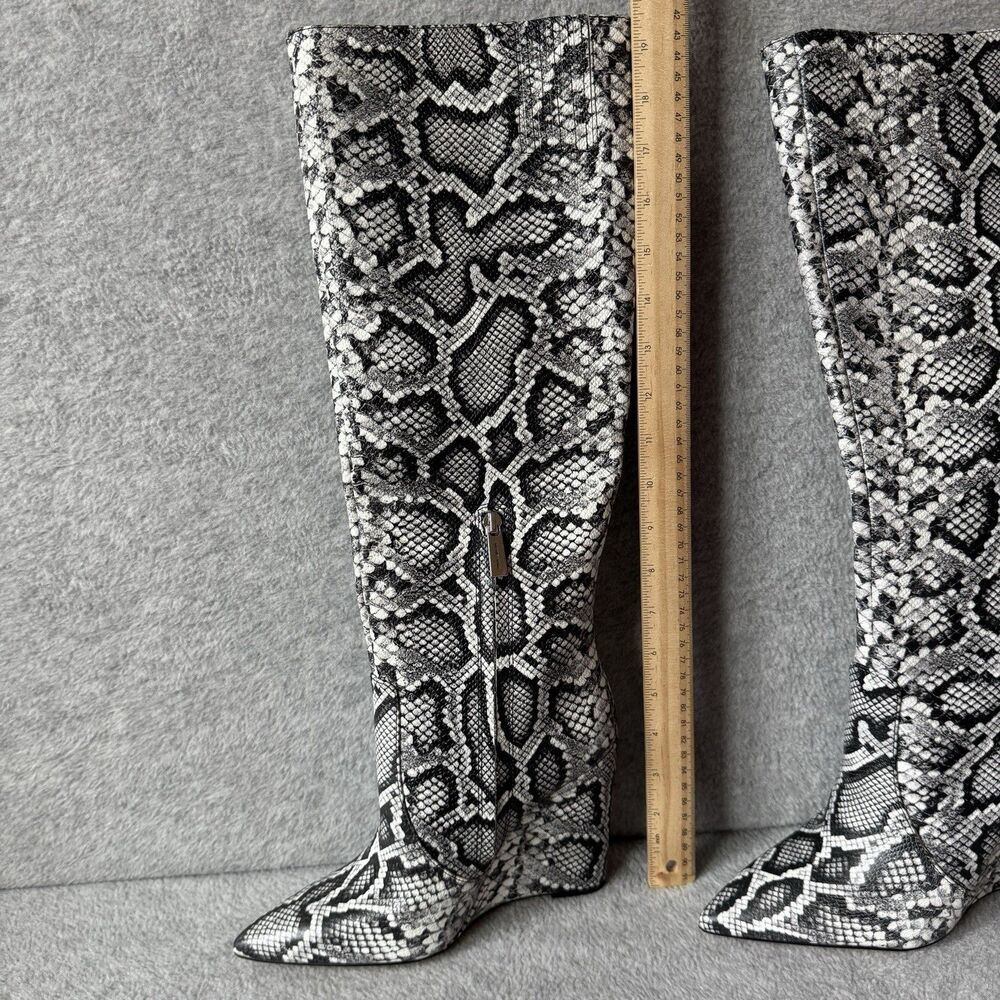 Michael Kors Leather Knee-High Wedge Boot Snake Size 7.5M Festival Concert Party - Picture 12 of 15